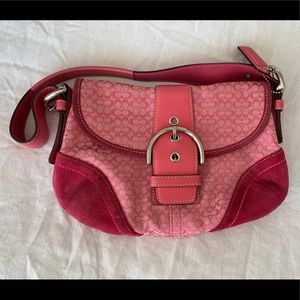 Coach small pink Hobo with flap